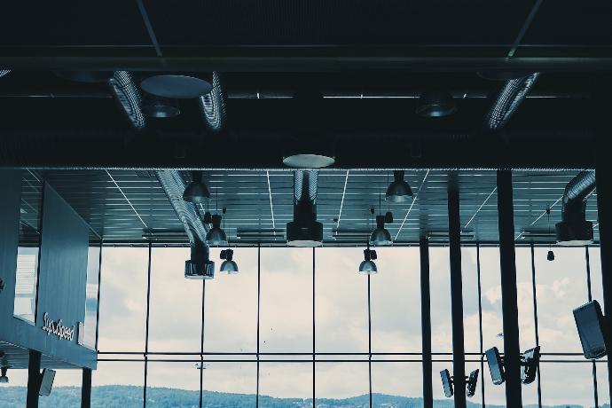 a view of a building through a window